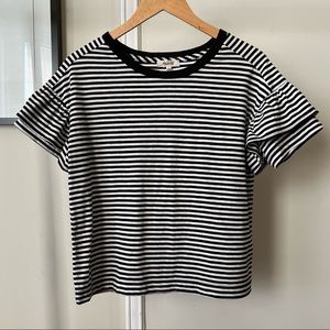 Madewell stripe ruffle sleeve tee